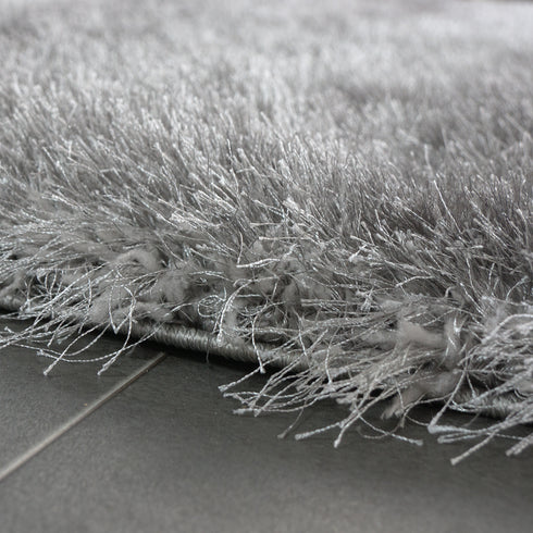 Hochflor Teppich | Flauschiger Hochflor für Wohnzimmer und Schlafzimmer | Grau